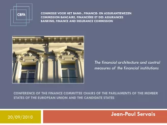 Jean-Paul Servais  20/09/2010  Overview  2  Pillar  I  -  Evolution  of  Pillar II - Evolution of