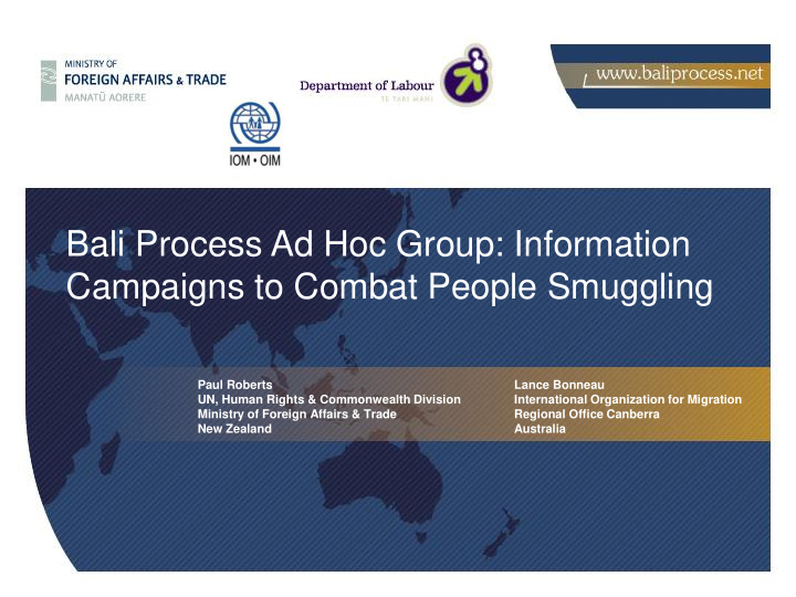 bali process ad hoc group information