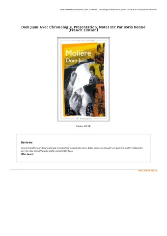 Dom Juan Avec Chronologie, Presentation, Notes Etc Par Boris Donne  Dom Juan Avec Chronologie,
