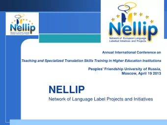 NELLIP  Network of Language Label Projects and Initiatives  Company  LOGO  Company  The Funding