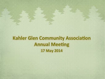 Kahler  Glen  Community  Associa4on    Annual  Mee4ng    17  May  2014