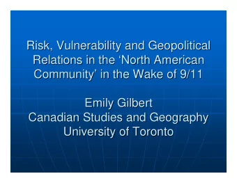 Risk, Vulnerability and Geopolitical  Risk, Vulnerability and Geopolitical  Relations in the
