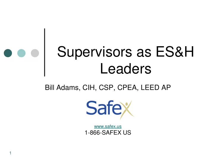 supervisors as es h leaders