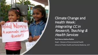 Integrating CC  CC in  Res  esearch, T  Tea  eaching &amp;  &amp;  Hea  ealth S  Ser  ervices  Prof