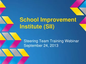 School Improvement  Institute (SII)  Steering Team Training Webinar  September 24, 2013  Webinar