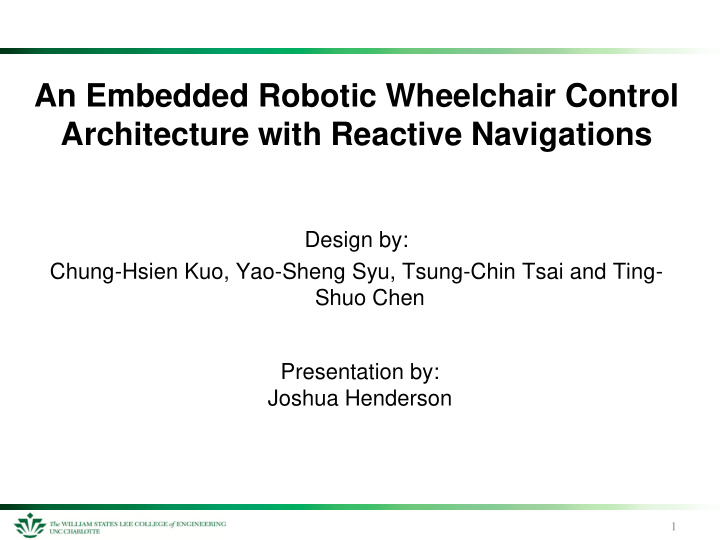 an embedded robotic wheelchair control architecture with