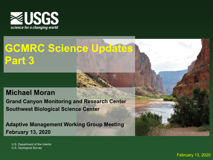 gcmrc science updates part 3