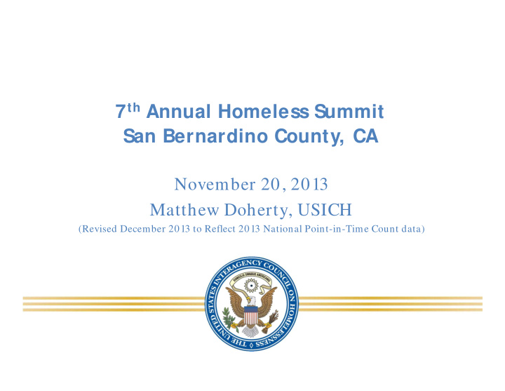 7 th annual homeless summit san bernardino county ca