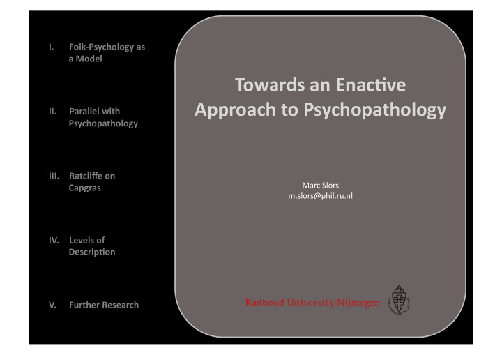 towards an enacave approach to psychopathology