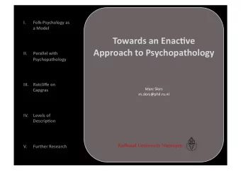 Towards  an  EnacAve    Approach  to  Psychopathology   II.  Parallel  with