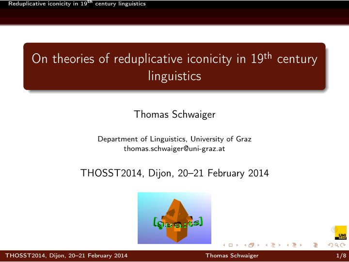 on theories of reduplicative iconicity in 19 th century