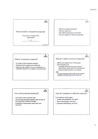 .!*t ' Whal is a research proposal? . Why do I nsed ons? How to build a research prcposal . How