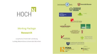 Working Package  Research  Leuphana Universitt Lneburg  Ludwig-Maximilians-Universitt