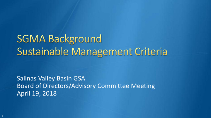salinas valley basin gsa board of directors advisory
