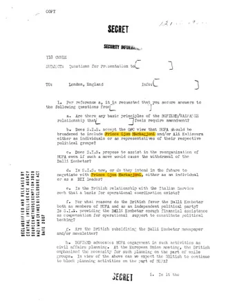 SECRET   i. Is it the    SECRET  2 - SECURITY RUN:2t1A.1.444  1. Is it the present British