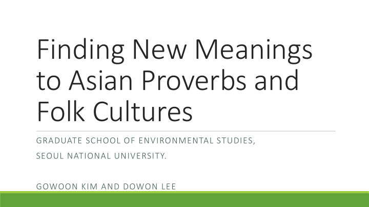to asian proverbs and folk cultures