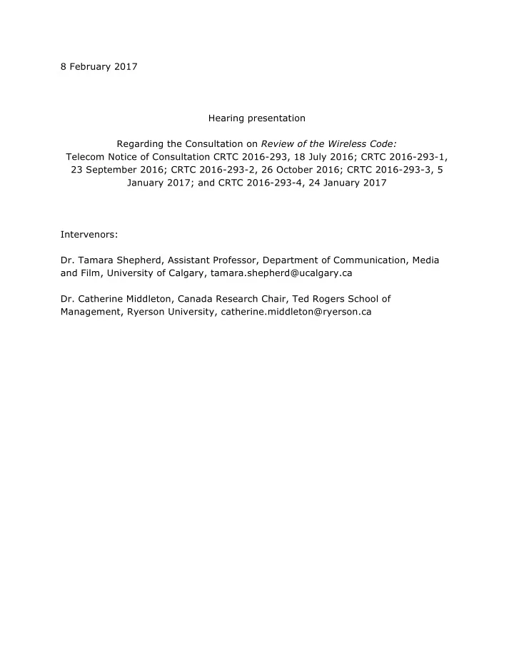 8 february 2017 hearing presentation regarding the