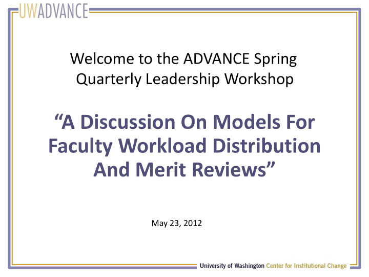 faculty workload distribution