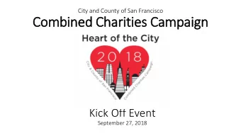 Co  Combined Ch  Charities Ca  Campaign  Kick Off Event  September 27, 2018  Welcome and Thank You