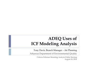 ICF Modeling Analysis Tony Davis, Branch Manager  Air Planning  Arkansas Department of