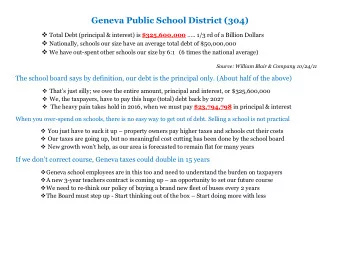 Geneva Public School District (304)  Total Debt (principal &amp; interest) is $325,600,000 ..