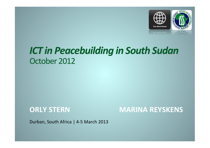 ict in peacebuilding in south sudan
