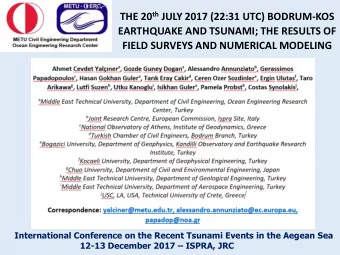 FIELD SURVEYS AND NUMERICAL MODELING  International Conference on the Recent Tsunami Events in the