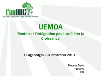 UEMOA Renforcer lIntgration pour acclrer la  Croissance.  Ouagad  adou  ougou  gou 7-8