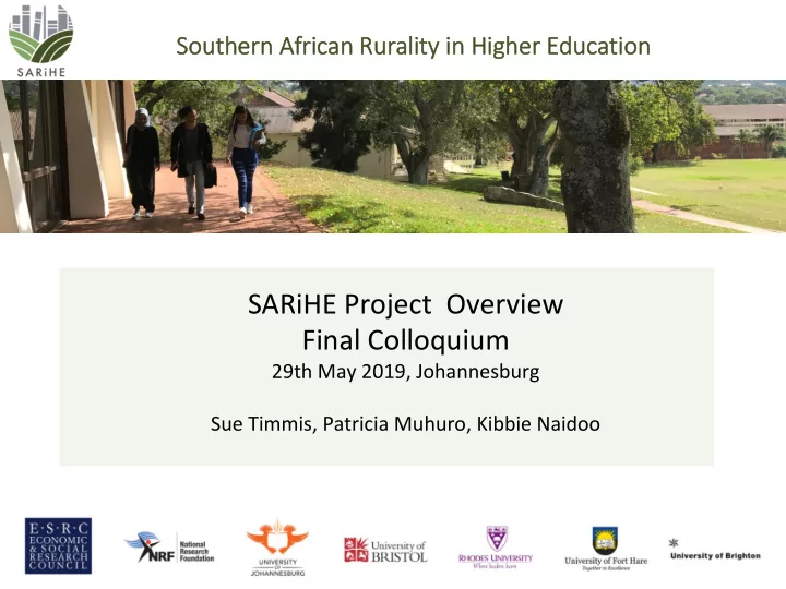 sarihe project overview final colloquium