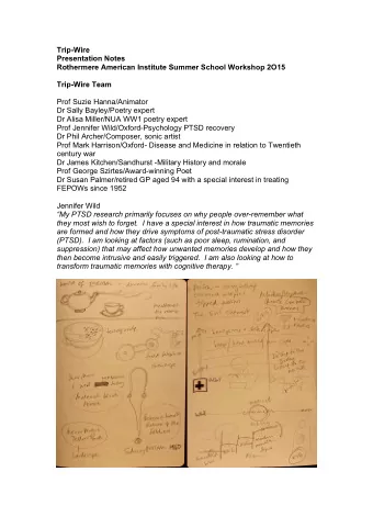 Trip-Wire  Presentation Notes  Rothermere American Institute Summer School Workshop 2O15  Trip-Wire