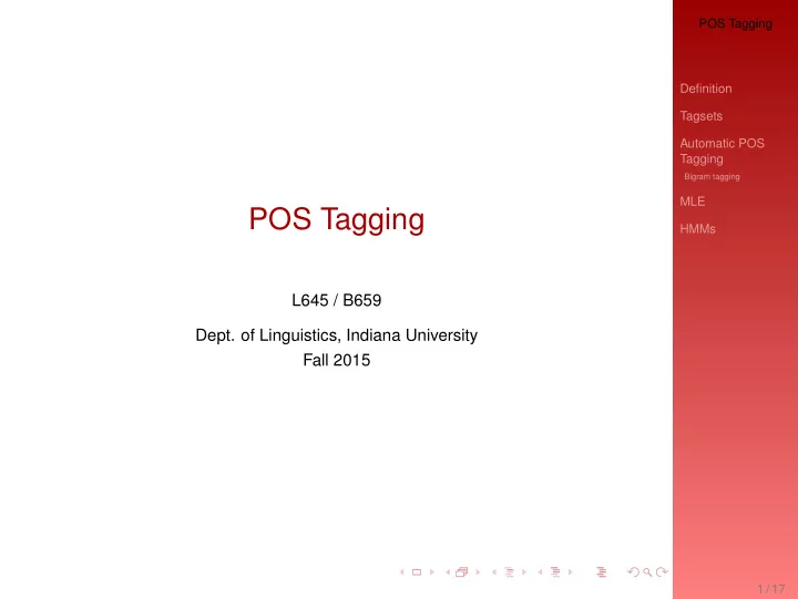 pos tagging