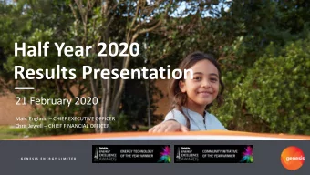 Half Year 2020  Results Presentation  21 February 2020 Marc England  CHIEF EXECUTIVE OFFICER