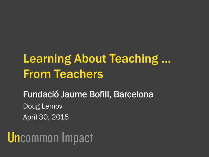 learning about teaching from teachers
