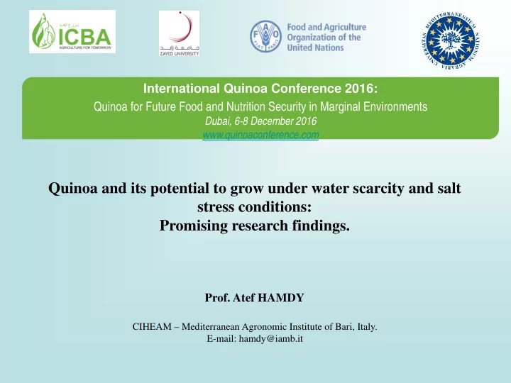 quinoa and its potential to grow under water scarcity and
