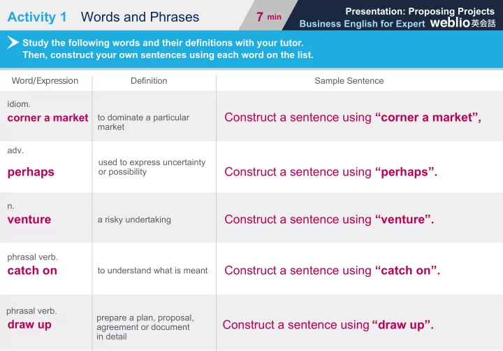 activity 1 words and phrases