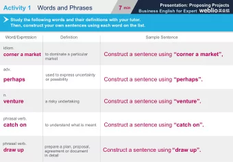 Activity 1 Words and Phrases 7 min  Business English for Expert  Study the following words and