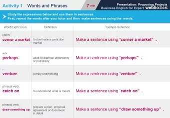 Activity 1 Words and Phrases 7 min  Business English for Expert  Study the expressions below and