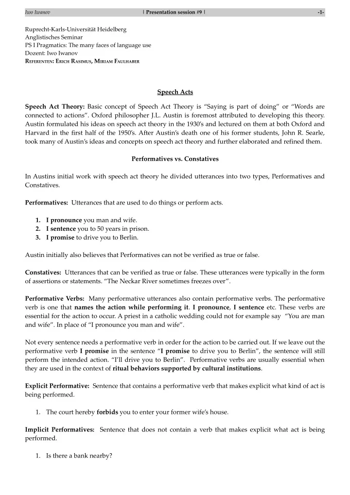 speech acts speech act theory basic concept of speech act