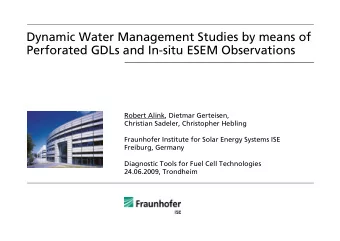 Dynamic Water Management Studies by means of  Perforated GDLs and In-situ ESEM Observations  Robert