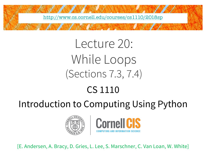 lecture 20 while loops