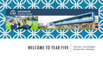 WELCOME TO YEAR FIVE Oak Class  Miss Gallagher Chestnut Class  Miss Bates  The children have