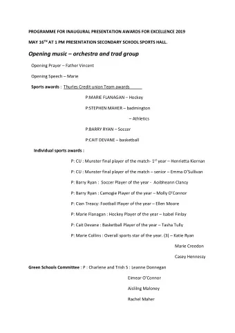 Opening music  orchestra and trad group Opening Prayer  Father Vincent Opening Speech