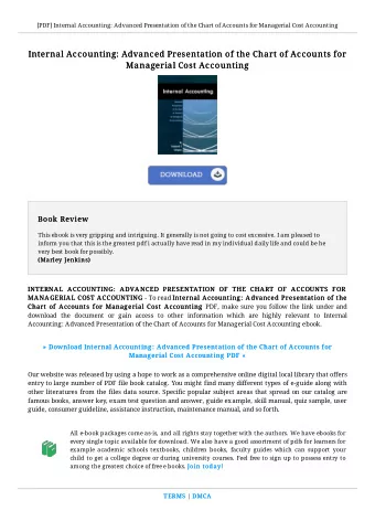 Internal Accounting: Advanced Presentation of the Chart of Accounts for  Internal Accounting: