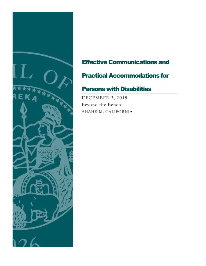 effective communications and practical accommodations for