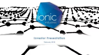 February 2018  Disclaimer  Certain statements contained in this presentation, including information