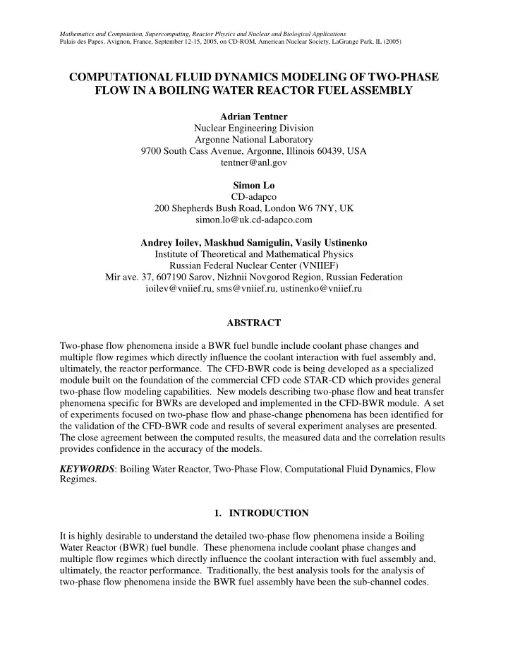 computational fluid dynamics modeling of two phase flow