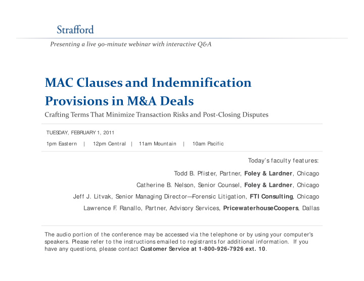 mac clauses and indemnification provisions in m a deals