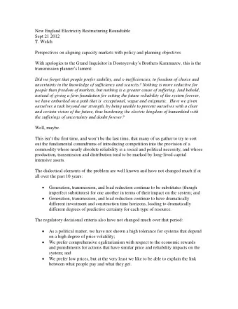 New England Electricity Restructuring Roundtable  Sept 21 2012  T. Welch  Perspectives on aligning