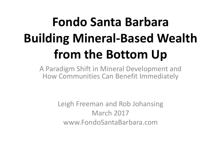 building mineral based wealth