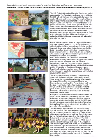 A peace building and health promotion project for youth from Switzerland and Bosnia and